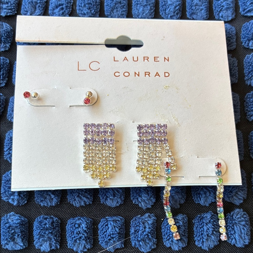 LC Lauren Conrad Multicolor Crystal Drop Earring Set